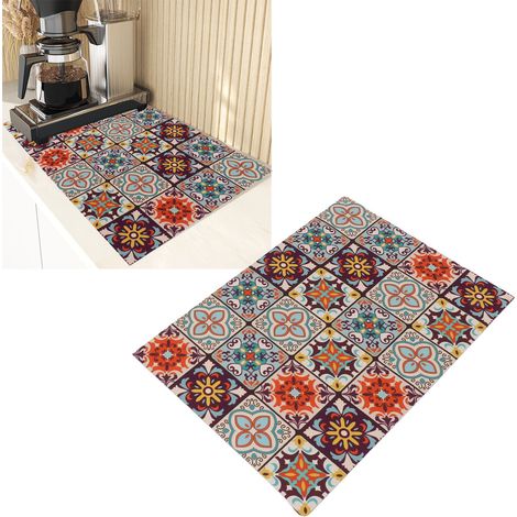 Kaffeebar-Matte – 3,5 mm dicke, wasserdichte und rutschfeste Diatomitmatte mit farbenfrohem Muster, 40 x 50 cm, für Kaffeemaschine und Geschirr. (1/5)