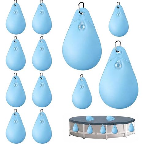 sacs à eau pour piscine plastique indéchirable crochet de suspension valve étanche fixation hivernale bâches de piscine extérieur bleu clair (1/4)