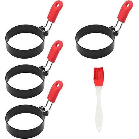Moule à crêpes professionnel, anneaux à œufs en acier inoxydable de qualité alimentaire résistant à la chaleur, revêtement antiadhésif pour une utilisation polyvalente, moule à œufs de taille idéale (1/4)