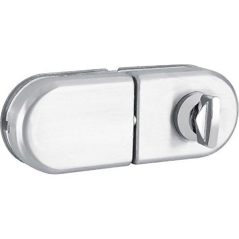 Verrou de porte semi-circulaire 10-12 mm en acier inoxydable avec clés pour ouverture/fermeture unilatérale de porte vitrée (hôtel, bureau, salle de bain). (1/5)