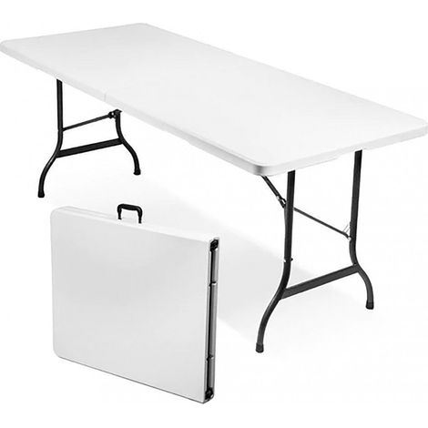 Tavolo Catering Pieghevole 180x75x74 h cm in Acciaio Bianco (1/5)