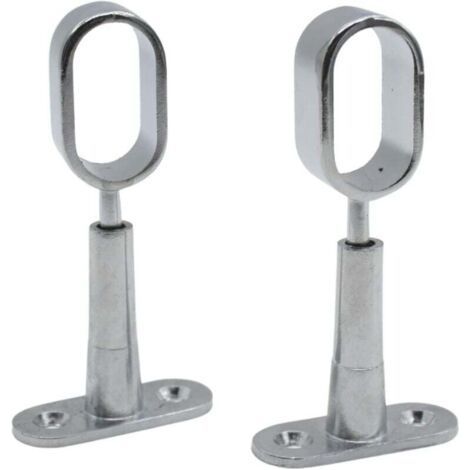 Barcelona Support Tringle Penderie 2 Support pour Barre Penderie Ovale Hauteur 41 à 105mm Zinc-Aluminium Support Central de Tube pour Armoire Penderie Vetement, Tringle Rideau Plafon (1/4)