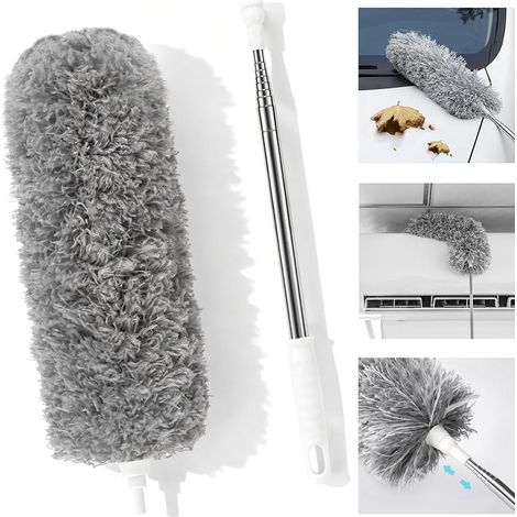 Plumeau Poussière,Plumeau Poussiere Telescopique Plumeau Microfibre avec Poignée en Acier Inoxydable 100inch de Long Plumeau Lavable pour des Ventilateurs de Plafond,Stores, Toile d'araignée (1/3)