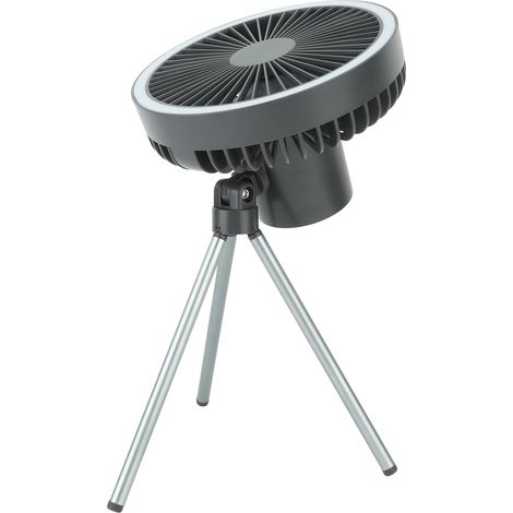 10000mAh Stativ-USB-Ventilator, tragbarer Outdoor-Camping-Ventilator mit Licht und Powerbank, Grau (1/5)