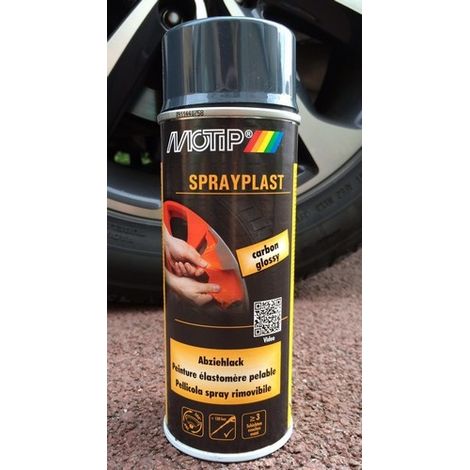 Bombe de peinture - Motip - Sprayplast 396526 - Noir brillant - 400 ml - Élastomère pelable