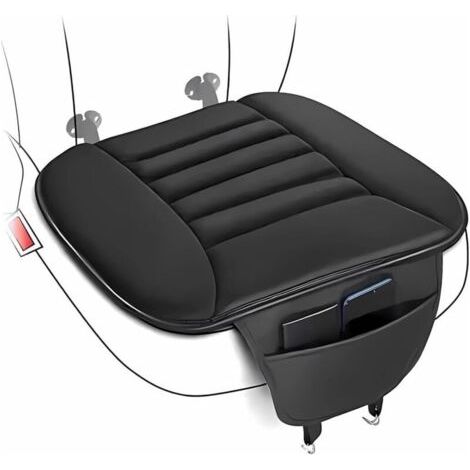 Coussin de siège auto monobloc, protection de siège en mousse à mémoire de forme, avec poche, pour voiture, bureau, maison, canapé (noir) (1/4)