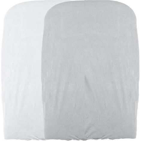 DOMIVA Lot 2 Housses matelas a langer - Blanc/Perle