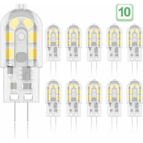 -Ampoule LED G4 2W 20W Equivalent Ampoules Halogènes Blanc Chaud 3000K 200lm 12 x SMD 12V AC/DC - Lot de 10 [Classe énergétique A+] (1/5)
