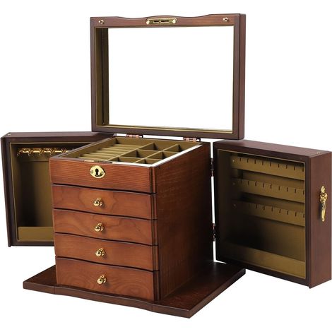 Portagioie a 5 livelli con cassetti - Ampio spazio di archiviazione - Idea regalo - Moderno - Impermeabile e resistente - Marrone