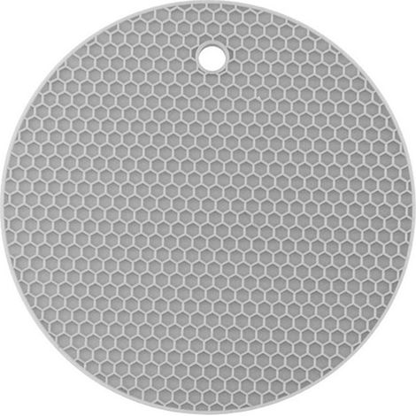 Sous-verres en silicone à nid d'abeille, antidérapants et résistants à la chaleur - Tapis de table ronds (support de casserole, sous-verres) pour cuisine et restaurant, gris, lot de 3 (1/5)
