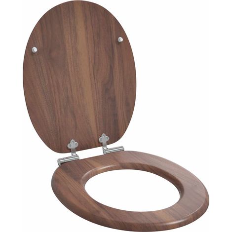 vidaXL Soft-Close Toilet Seat Brown 44 x 38 cm MDF board