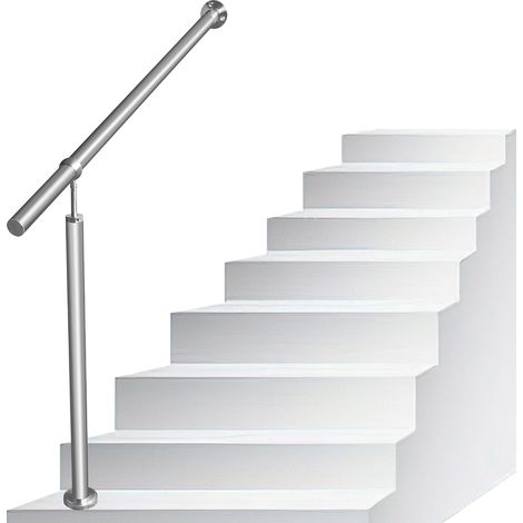 Randaco Barandilla para escalera de acero inoxidable 120 x 90 cm, plateada, de pared