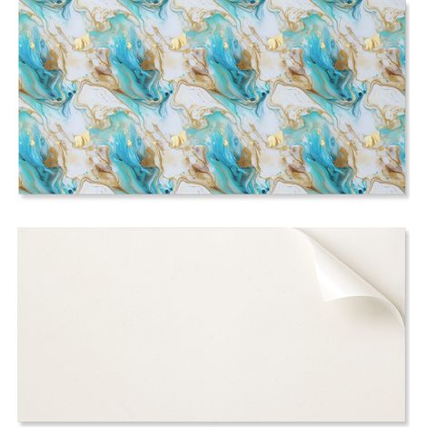 Panel de vinilo autoadhesivo impreso de 100x50 cm con estampado abstracto ondulado.