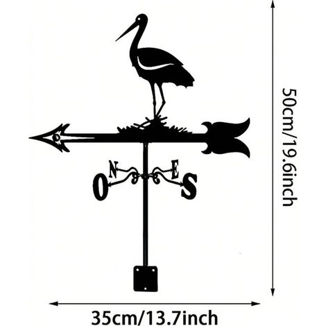 Girouette en acier inoxydable, girouette en métal, motif grue, instrument de mesure, clôtures de jardin, poteaux, toitures de jardin, indicateur de direction du vent, décoration (1/5)