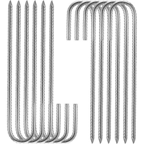 Silberne XL-Erdanker, Zeltnägel, 10er-Pack, verzinkt, 30 cm, elektrolytisch verzinkter Stahl