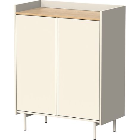 Credenza Velina, Crema, 80 x 103 cm con 6 scomparti, Vicco