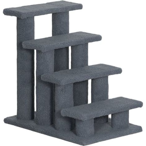 Scaletta per cani, scaletta per gatti, scaletta per animali domestici, antiribaltamento, comoda copertura in peluche, 4 gradini, portata massima 10 kg, 63,5 x 43 x 60 cm, per gatti, cani e altri anima (1/5)