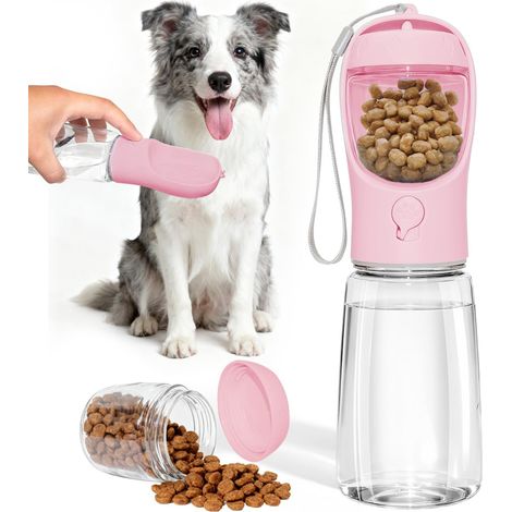 Bouteille d'eau chien 550 ml avec compartiment croquettes étanche (1/5)