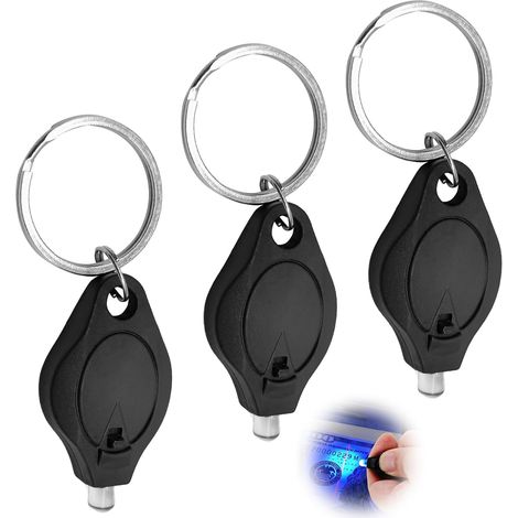 Set mit 3 Mini-LED-Taschenlampen mit UV-Sensor und Wasserzeichen - Für Papierbanknoten - Schwarz [Energieklasse A]