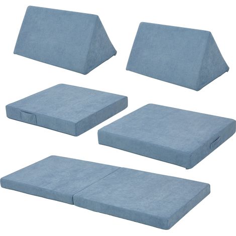 Set divano e poltrona da gioco in velluto a coste 5 pezzi 150 x 66 x 46 cm blu 030009146