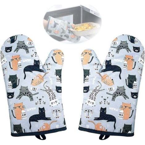 Pair of Ulisem Cotton Oven Gloves, Cotton Oven Gloves, Heat Resistant Cooking Gloves, BBQ Gloves, for Cooking, Grilling, Barbecue (1/4)