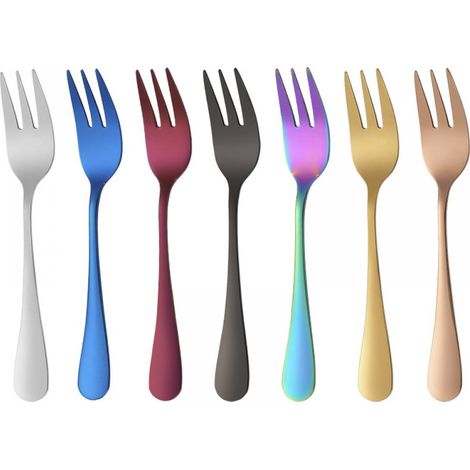 Fourchette À Bol - Acier Inoxydable 410 - Lavable En Lave-Vaisselle - Pour Fruits Et Desserts - Lot De 7 Pièces (1/5)