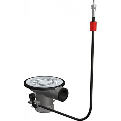Franke – Bonde de douche automatique Ø90 mm – Tubulure grise pour évier inox – Sortie trop-plein sans tirette – Panier amovible (1/4)