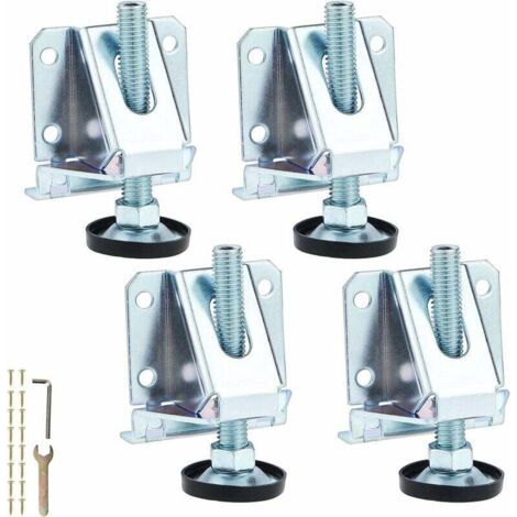 Lot de 4 pieds de nivellement robustes en acier avec écrous de verrouillage , pieds de meuble réglables M10 pour tables , armoires , étagères , meubles (1/5)