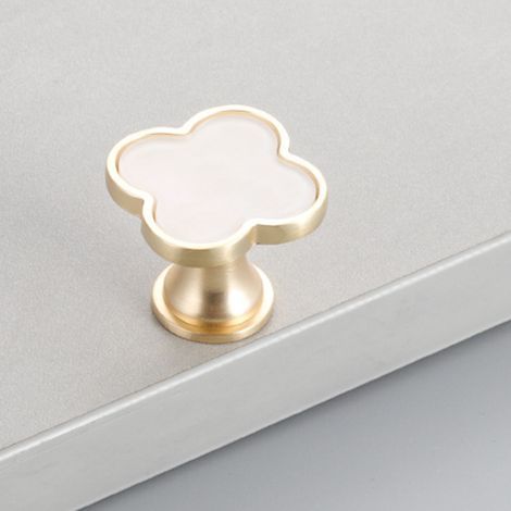 Lot de 8 poignées de tiroir de salle de bain en laiton massif, poignées de cuisine décorées de nacre, boutons et tirettes (1/5)