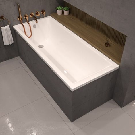 ECOLAM Baignoire Marella 160x70 cm + revêtement polystyrène siphon silicone (1/5)