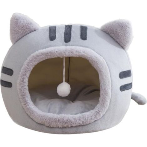 Niche pour chat confortable en hiver, panier petit modèle, petite maison pour chien, tente pour animaux, lit de type grotte confortable, lit pour chat d'intérieur (Gris, 19,7 pouces x 19,7 pouces x 14 (1/5)