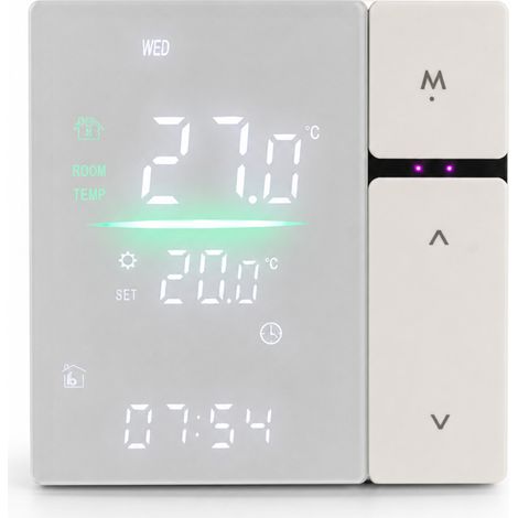 Thermostat d’ambiance SDM5 blanc avec boutons blancs, sans Wi-Fi, 3 A, pour chauffage hydraulique et chaudières (1/5)