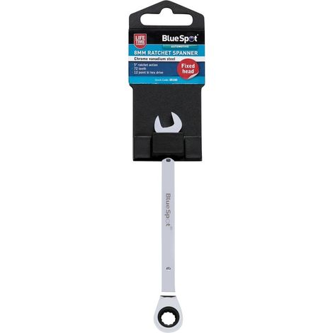 BlueSpot 8mm Chrome Vanadium Ratchet Spanner Fixed Head