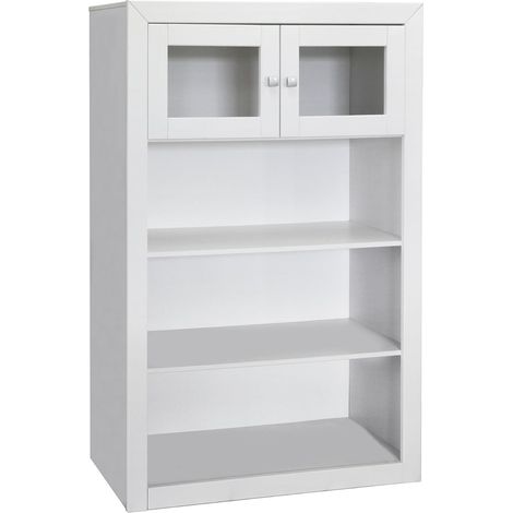 MÃ³dulo 2 puertas , pino macizo y Mdf, Moblit, serie Kalpe lacado, medidas: (151,5x100x37) cm ( altoxanchoxfondo), color blanco