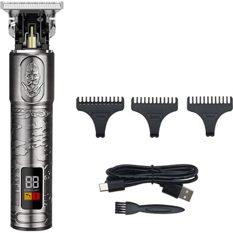 Elektrischer USB-Haarschneider mit LCD-Bildschirm, Barttrimmer, Heimtrimmer-Set, professionelles Friseurgerät, IPX4 wasserdicht, USB-Ladefunktion, mit 3 Schneidbürsten