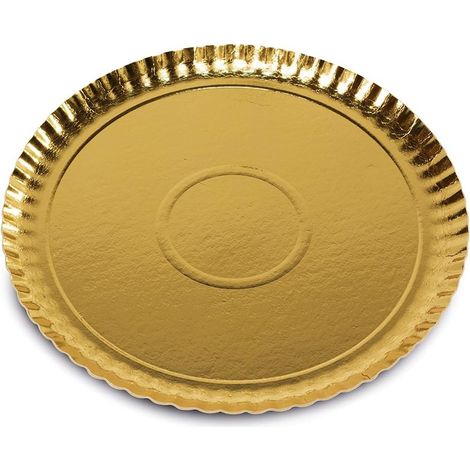 Plateau Jetable - Lot de 3 - Carton Doré - Diamètre 24 cm - Pour Fêtes et Buffets (1/3)