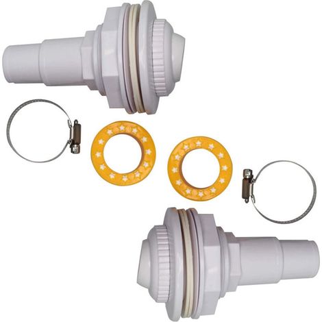 2 kit di getti di lavaggio controcorrente - Completi di raccordi, gruppo occhiello, morsetti, rondelle e nastro filettato in PTFE - Per piscine FibroPool e fuori terra