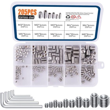 Lot de 205 écrous à visser M3 M4 M5 M6 M8 – Acier inoxydable 304 – Pour meubles en bois – Résistance à la corrosion (1/5)