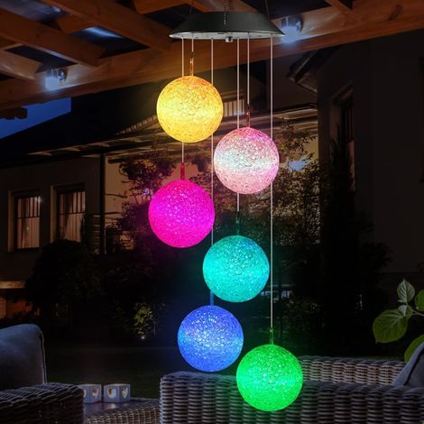 Solaire Carillon a Vent Exterieur, Solaire Carillon Éolien avec Lumières LED à Changement de Couleur LED Solaires Carillon Couleur Changeante pour Décoration de Jardin Porch Terrasse Cour Fête (1/5)