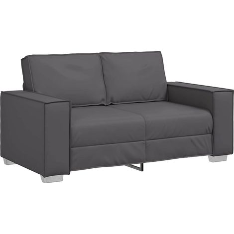 Zweisitzer-Sofa Grau 160 cm Kunstleder