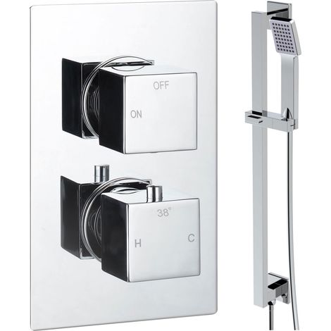 Signature React Thermostatic Concealed Shower Valve with Adjustable Slide Rail Kit - Chrome