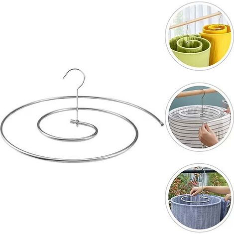 2pcs Séchoir à vêtements multi-fonction, cintre spirale pour balcon rotatif, support rond en acier inoxydable pour draps et couettes (1/5)