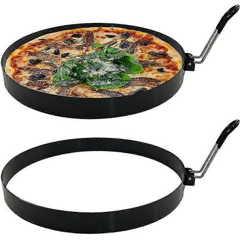 Lot de 2 grands cercles à omelette de 20 cm pour plaque de cuisson, en acier inoxydable, antiadhésifs, pour crêpes et pancakes. (1/5)