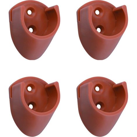 4x Support de tringle à visser rond diamètre 25mm en plastique Meuble Penderie Armoire Garde robe Porte manteau, marron