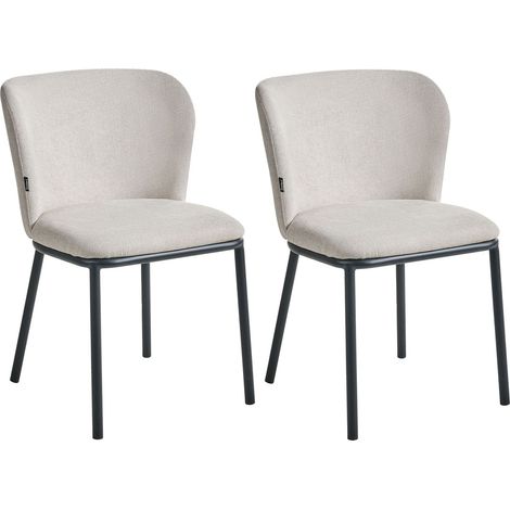 Set di 2 sedie da pranzo in tessuto Rivestimento in tessuto Sala da pranzo Beige chiaro Artesia