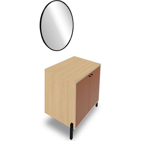Meuble Bas Salle De Bain avec Miroir Lumineux Anti-buée, 2 Portes (1/2)