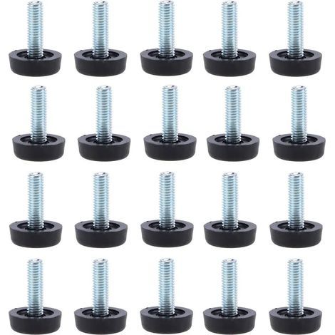 Set mit 20 Möbelnivellierfüßen – M8 x 24 mm, verstellbare Tischbeinschoner mit Gewindestange, Nivellierfüße zum Einschrauben (1/5)