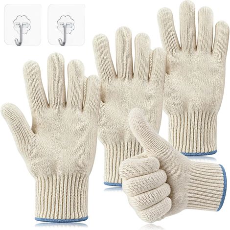 2 Paires Gant Barbecue Anti Chaleur avec Doigts, Gants Cuisine Four (1/5)