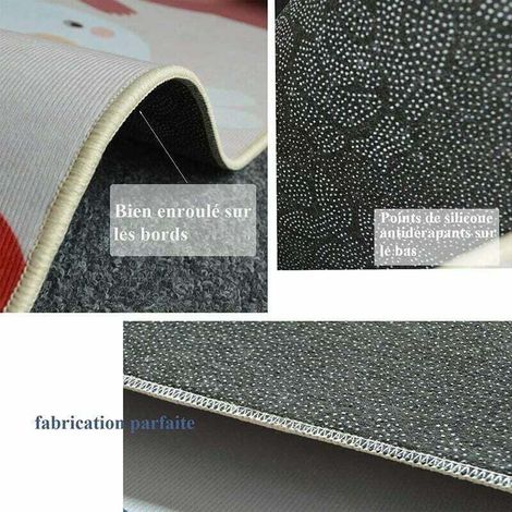 Renard coloré, coton et polyester doux : tapis de jeu bébé 80x160cm, lavable, antidérapant, intérieur et extérieur