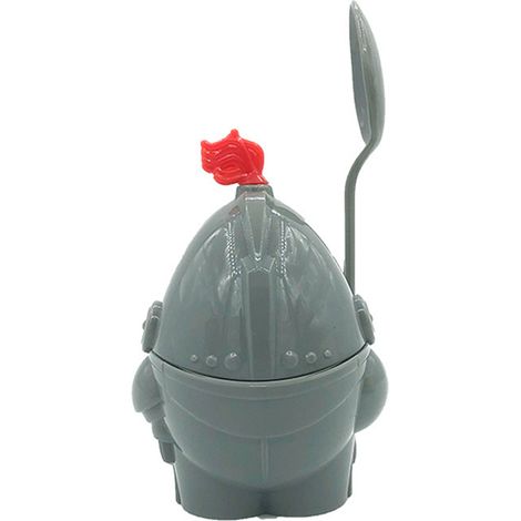Eierbecher „Arthur der Ritter“ in Grau mit abnehmbarem Löffel für Kinder – Eierbecher im Krieger-Design, 1er-Set (1/5)